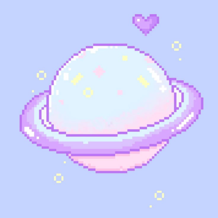 Soft pastel pixel planet with sparkles